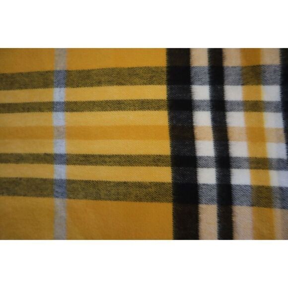 V. Fraas 701960 Men's One Size Gold Exploded Plaid Cashmink Fringe Scarf - Picture 2 of 7